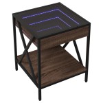 vidaXL Noptieră cu LED infinity, stejar maro, 40x40x49 cm vidaXL Noptieră cu LED infinity, stejar maro, 40x40x49 cm