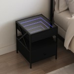 vidaXL Noptieră cu LED infinity, negru, 40x40x51 cm vidaXL Noptieră cu LED infinity, negru, 40x40x51 cm
