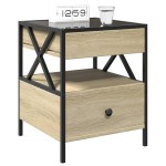 vidaXL Noptieră cu LED infinity, stejar sonoma, 40x40x51 cm vidaXL Noptieră cu LED infinity, stejar sonoma, 40x40x51 cm