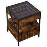 vidaXL Noptieră cu LED infinity, stejar fumuriu, 40x40x51 cm vidaXL Noptieră cu LED infinity, stejar fumuriu, 40x40x51 cm