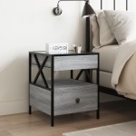 vidaXL Noptieră cu LED infinity, gri sonoma, 40x40x51 cm vidaXL Noptieră cu LED infinity, gri sonoma, 40x40x51 cm