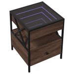 vidaXL Noptieră cu LED infinity, stejar maro, 40x40x51 cm vidaXL Noptieră cu LED infinity, stejar maro, 40x40x51 cm