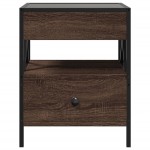 vidaXL Noptieră cu LED infinity, stejar maro, 40x40x51 cm vidaXL Noptieră cu LED infinity, stejar maro, 40x40x51 cm