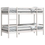 vidaXL Pat supraetajat, alb, 90x200 cm, lemn masiv de pin vidaXL Pat supraetajat, alb, 90x200 cm, lemn masiv de pin