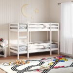 vidaXL Pat supraetajat, alb, 90x200 cm, lemn masiv de pin vidaXL Pat supraetajat, alb, 90x200 cm, lemn masiv de pin