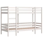 vidaXL Pat supraetajat, alb, 75x190 cm, lemn masiv de pin vidaXL Pat supraetajat, alb, 75x190 cm, lemn masiv de pin