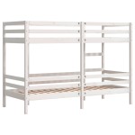 vidaXL Pat supraetajat, alb, 75x190 cm, lemn masiv de pin vidaXL Pat supraetajat, alb, 75x190 cm, lemn masiv de pin
