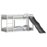 vidaXL Pat supraetajat cu tobogan/scară alb 80x200 cm, lemn masiv pin vidaXL Pat supraetajat cu tobogan/scară alb 80x200 cm, lemn masiv pin