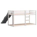 vidaXL Pat supraetajat cu tobogan/scară alb 80x200 cm, lemn masiv pin vidaXL Pat supraetajat cu tobogan/scară alb 80x200 cm, lemn masiv pin