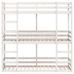 vidaXL Pat supraetajat triplu, alb, 90x190 cm, lemn masiv de pin