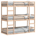 vidaXL Pat supraetajat triplu, 75x190 cm, lemn masiv de pin vidaXL Pat supraetajat triplu, 75x190 cm, lemn masiv de pin
