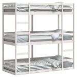 vidaXL Pat supraetajat triplu, alb, 75x190 cm, lemn masiv de pin