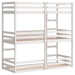 vidaXL Pat supraetajat triplu, alb, 75x190 cm, lemn masiv de pin