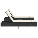 vidaXL Set de șezlonguri, 3 piese, cu pernă, poliratan negru vidaXL Set de șezlonguri, 3 piese, cu pernă, poliratan negru