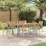 vidaXL Set de dining pentru grădină 7 piese Gri Oțel și Lemn Masiv de Acacia vidaXL Set de dining pentru grădină 7 piese Gri Oțel și Lemn Masiv de Acacia