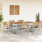 vidaXL Set de dining pentru grădină 7 piese Gri Oțel și Lemn Masiv de Acacia vidaXL Set de dining pentru grădină 7 piese Gri Oțel și Lemn Masiv de Acacia
