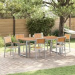 vidaXL Set de dining de grădină 7 piese Gri din oțel și lemn de acacia