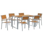 vidaXL Set de dining pentru grădină 7 piese din lemn masiv de acacia și metal vidaXL Set de dining pentru grădină 7 piese din lemn masiv de acacia și metal