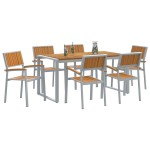 vidaXL Set de dining pentru grădină din 7 piese, din lemn solid de acacia și metal vidaXL Set de dining pentru grădină din 7 piese, din lemn solid de acacia și metal