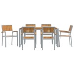 vidaXL Set de dining pentru grădină din 7 piese, din lemn solid de acacia și metal vidaXL Set de dining pentru grădină din 7 piese, din lemn solid de acacia și metal