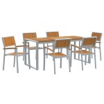 vidaXL Set de dining pentru grădină 7 piese din lemn solid de acacia și metal vidaXL Set de dining pentru grădină 7 piese din lemn solid de acacia și metal