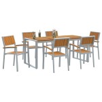 vidaXL Set de dining pentru grădină 7 piese din lemn solid de acacia și metal vidaXL Set de dining pentru grădină 7 piese din lemn solid de acacia și metal