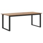 vidaXL Set de dining de 7 piese cu oțel negru și lemn solid de acacia