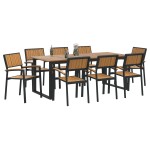 vidaXL Set de dining pentru grădină 9 piese Oțel negru și Lemn de acacia vidaXL Set de dining pentru grădină 9 piese Oțel negru și Lemn de acacia