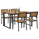 vidaXL Set de masă pentru grădină 5 pcs Negru Lemn Solid de Acacia