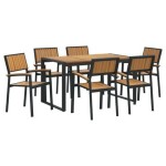 vidaXL Set de dining pentru grădină cu 7 piese din lemn masiv de acacia și metal vidaXL Set de dining pentru grădină cu 7 piese din lemn masiv de acacia și metal