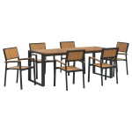 vidaXL Set de dining pentru grădină cu 7 piese din lemn masiv de acacia și metal vidaXL Set de dining pentru grădină cu 7 piese din lemn masiv de acacia și metal