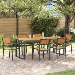 vidaXL Set de dining pentru grădină cu 7 piese din lemn masiv de acacia și metal vidaXL Set de dining pentru grădină cu 7 piese din lemn masiv de acacia și metal