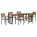 vidaXL Set de dining pentru grădină cu 7 piese din lemn masiv de acacia și metal vidaXL Set de dining pentru grădină cu 7 piese din lemn masiv de acacia și metal