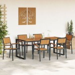 vidaXL Set de dining pentru grădină cu 7 piese din lemn masiv de acacia și metal vidaXL Set de dining pentru grădină cu 7 piese din lemn masiv de acacia și metal