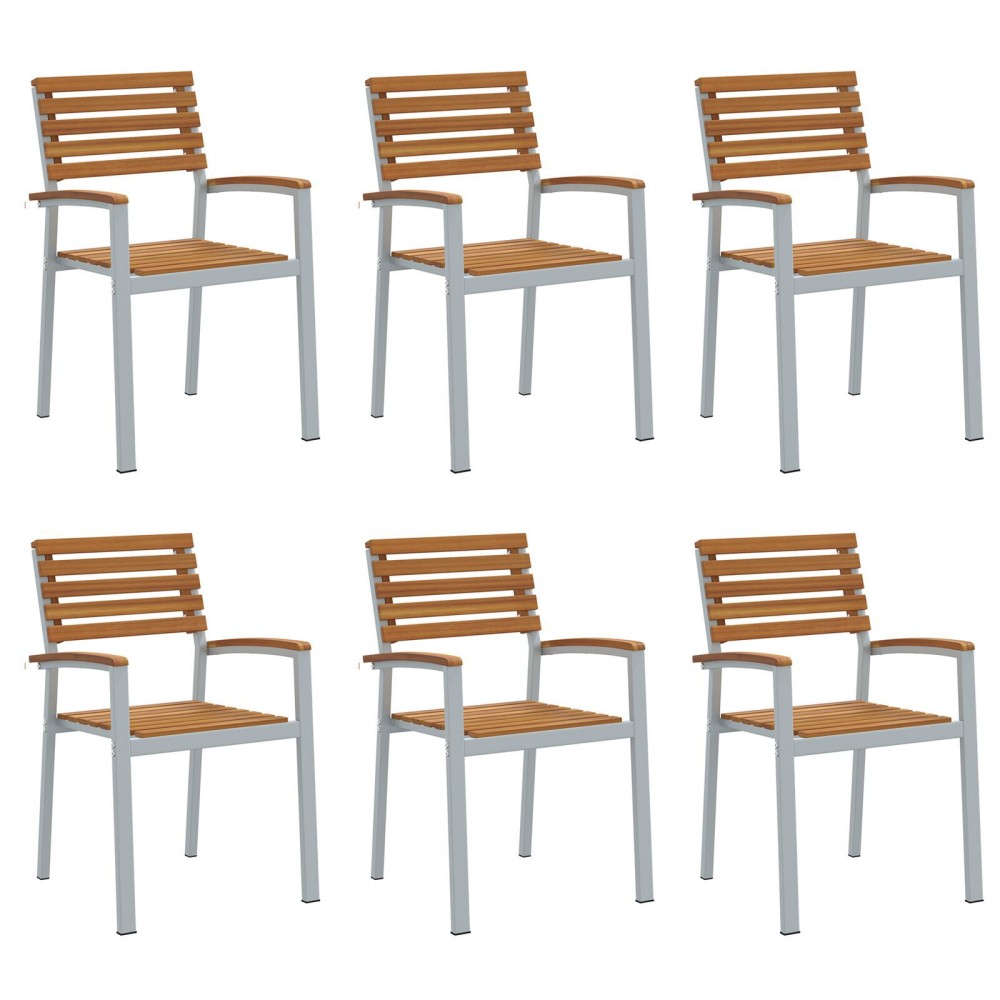 vidaXL Scaun pentru Grădină 6 pcs Maro 56 x 57 x 87cm