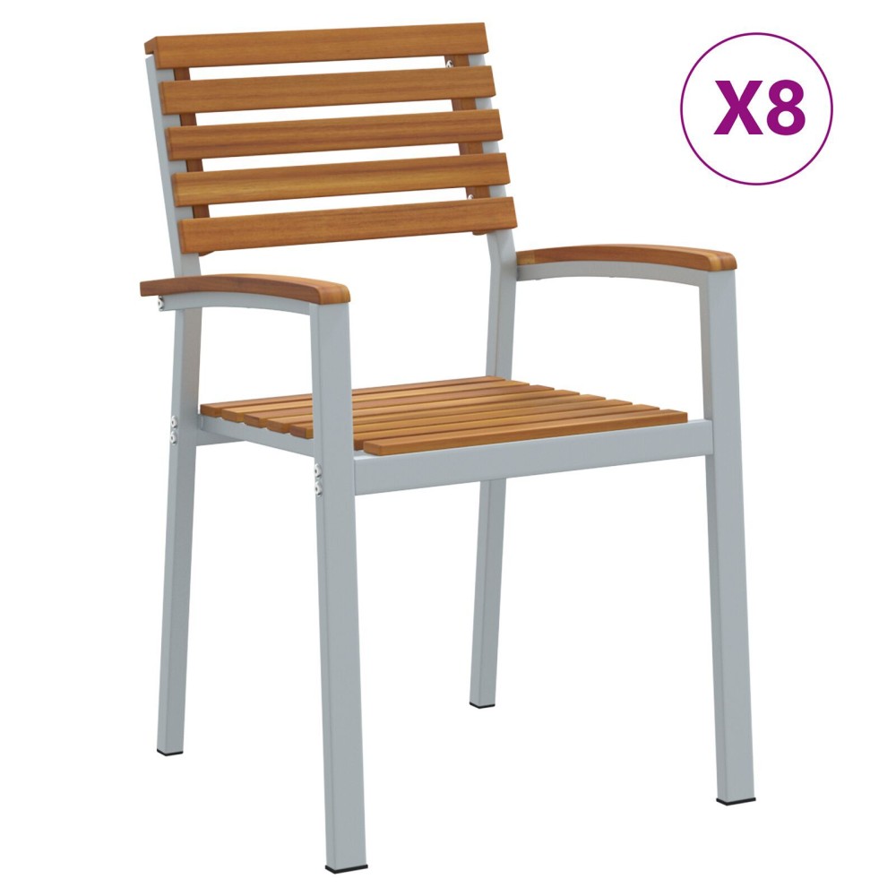vidaXL Scaun pentru Grădină 8 pcs Maro 56 x 57 x 87cm
