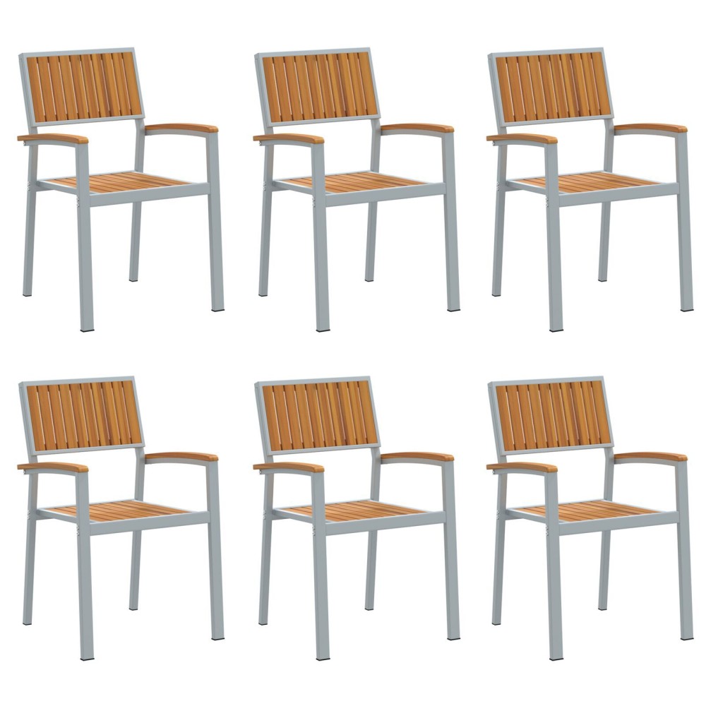vidaXL Scaun pentru Grădină 6 pcs Maro 56 x 57 x 87cm