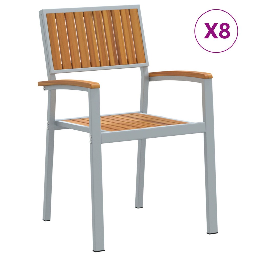 vidaXL Scaun pentru Grădină 8 pcs Maro 56 x 57 x 87cm