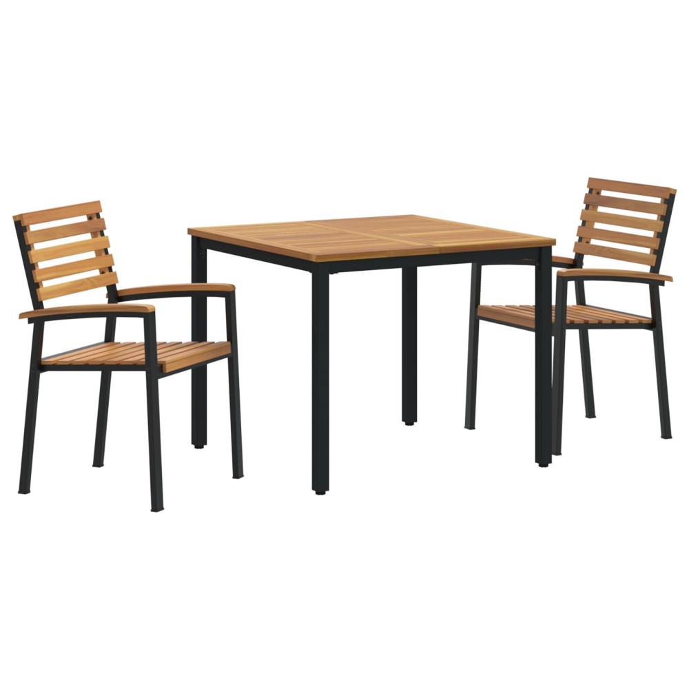 vidaXL Set de mese pentru grădină din lemn solid de acacia și metal