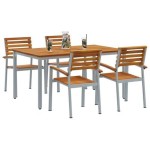vidaXL Set de dining pentru grădină din 5 piese, lemn solid de acacia și metal vidaXL Set de dining pentru grădină din 5 piese, lemn solid de acacia și metal