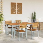 vidaXL Set de dining pentru grădină din 5 piese, lemn solid de acacia și metal vidaXL Set de dining pentru grădină din 5 piese, lemn solid de acacia și metal