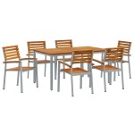 vidaXL Set de masă pentru grădină 7 pcs Gri Lemn Solid de Acacia