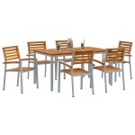 vidaXL Set de masă pentru grădină 7 pcs Gri Lemn Solid de Acacia