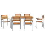 vidaXL Set de masă pentru grădină 7 pcs Gri Lemn Solid de Acacia