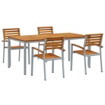 vidaXL Set de Dining pentru Grădină 5 Piese din Lemn Masiv de Acacia și Metal