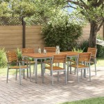 vidaXL Set de dining pentru grădină , 7 piese, din lemn solid de acacia și metal