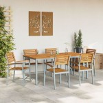 vidaXL Set de dining pentru grădină , 7 piese, din lemn solid de acacia și metal