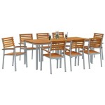 vidaXL Set de dining pentru grădină 9 piese din lemn de acacia și metal vidaXL Set de dining pentru grădină 9 piese din lemn de acacia și metal