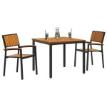 vidaXL Set de dining pentru grădină 3 piese din lemn solid de acacia și metal