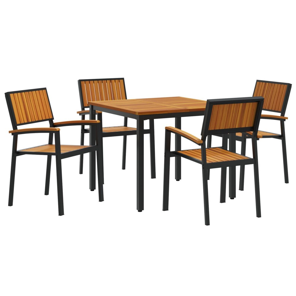 vidaXL Set de dining pentru grădină cu 5 piese din lemn masiv de acacia și metal